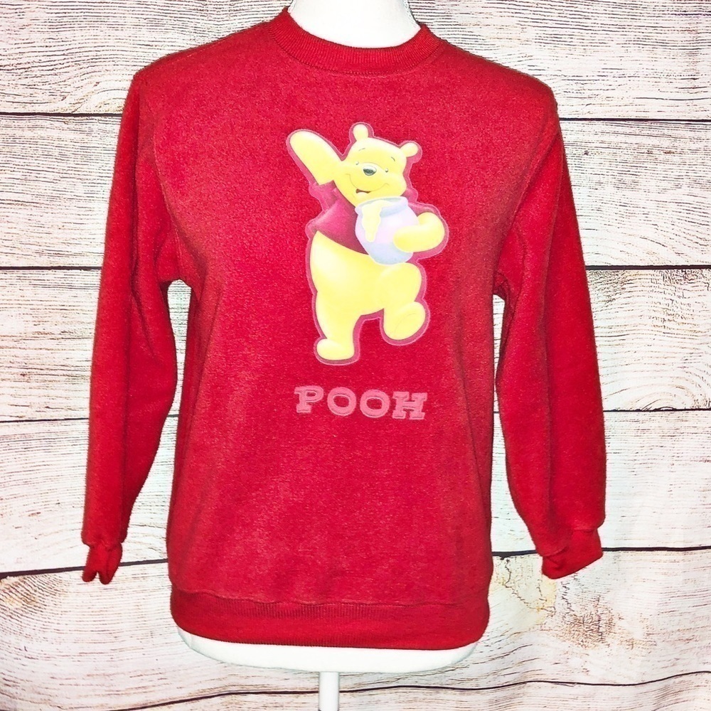 Vintage Disney Store Red Winnie The Pooh Bear Sweatshirt Size M